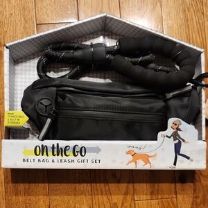 On the Go Black Dog Belt Bag & Leash Set NWT